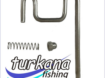 TURKANA Seguro para Soporte de Caña 30 × 30 mm: varilla de acero inoxidable de 3 mm, muelle y rosca