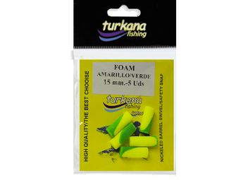 TURKANA Foam 15 mm color Amarillo/Verde, bolsa de 5 unidades