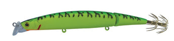 Señuelo de curricán DTD Calamari Hunter 130 mm en color GY Green Yellow, cuerpo articulado en dos segmentos