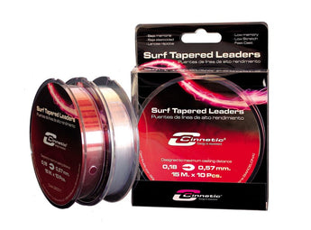 Colas de rata CINNETIC Surf Tapered Leaders: bobina Red y caja 0,18-0,57 mm