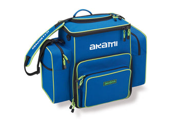 AKAMI MG21, mochila de pesca azul: vista frontal con correa de hombro