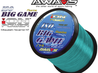 AWA-SHIMA Ion Power ISO Big Game, bobina de 1000 m de nylon azul verdoso