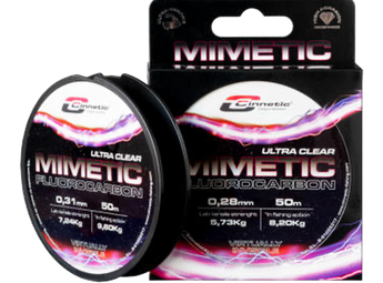 Fluorocarbono CINNETIC Mimetic Ultra Clear de 50 m: caja y bobina de 0,28 y 0,31 mm