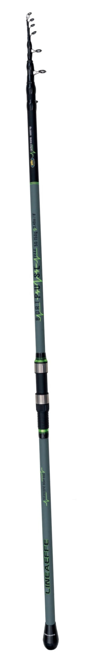 Cana telescopica LINEAEFFE Boat Pulse Tele 2,40 m cerrada, blank gris con grafismo verde