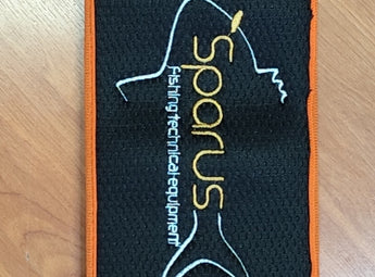 SPARUS Funda de Tela Negra, funda de caña negra con ribete naranja y logotipo Sparus