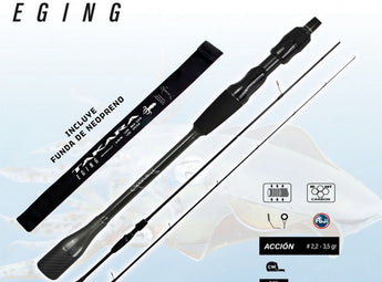 SPARUS Takara Eging 2,65 m: caña de eging de 2 tramos con funda, anillas Fuji y acción egi 2,2-3,5
