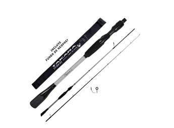 Caña SPARUS Takara Spinning 2,65 m 8-35 g despiezada en dos tramos junto a su funda de neopreno
