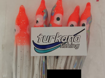 TURKANA Pulpo 9 cm color Rojo y Blanco, bolsa de 5