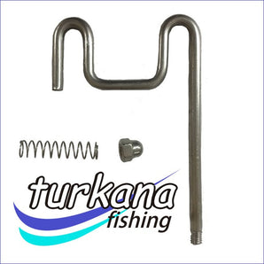 TURKANA Seguro para Soporte de Caña 30 × 30 mm: varilla de acero inoxidable de 3 mm, muelle y rosca