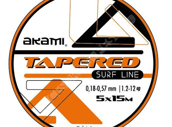 Etiqueta de la bobina AKAMI Tapered Surf Line Orange de 0,18 – 0,57 mm, 5 tramos de 15 m