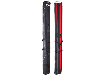 Funda rígida DAIWA Tournament Surf negra y roja, vista frontal y trasera