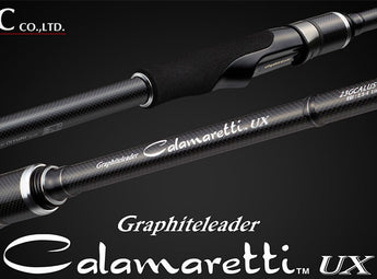 Caña de eging Graphiteleader Calamaretti UX 23GCALUS-862M, detalle del blank con la rotulación del modelo