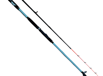 Caña de embarcación LINEAEFFE Boat Pulse Power 2,40 m desmontada en sus dos tramos, con puntera maciza naranja