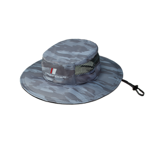 MAJOR CRAFT Summer Hat SPF50+ en gris claro camuflaje, con malla lateral y barbuquejo