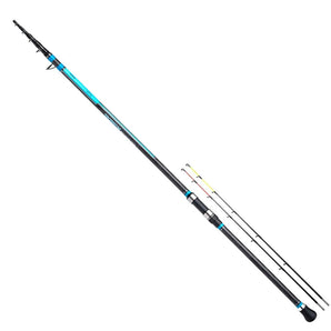Caña telescópica SHIMANO Technium Tele Boat Quiver 350H, blank negro y azul, con las dos punteras intercambiables