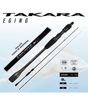 SPARUS Takara Eging 2,65 m: caña de eging de 2 tramos con funda, anillas Fuji y acción egi 2,2-3,5