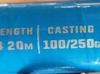Rotulación del blank de la caña Tubertini Anchoa: LENGTH 4.20M, CASTING 100/250G