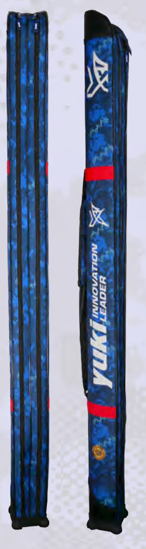 Funda rígida YUKI EXY Surf Double PRRIG-CD en camuflaje azul con bandas rojas, vista por las dos caras