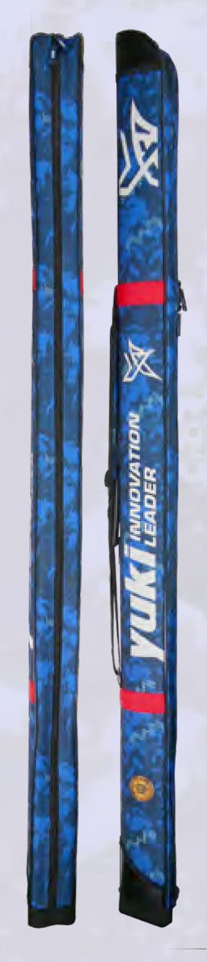 Funda rígida YUKI EXY Surf PRRIG-CS en camuflaje azul con bandas rojas, vista por las dos caras