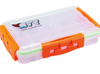STR Visual, caja hermética transparente para señuelos con tres cierres naranjas