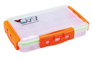 STR Visual, caja hermética transparente para señuelos con tres cierres naranjas